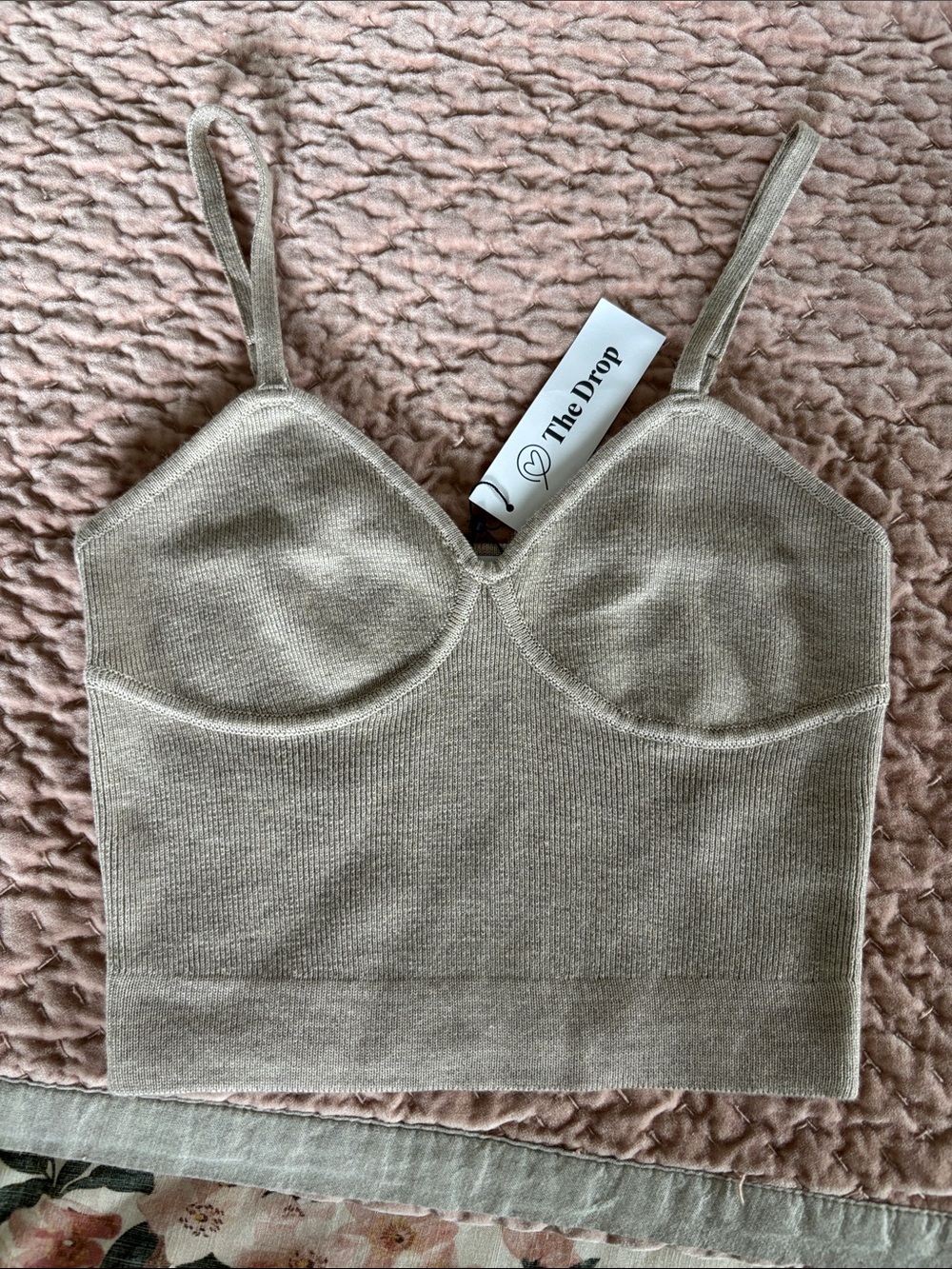 Women's Beige Knit Bustier Tank Top